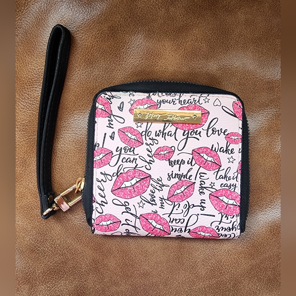 Betsey Johnson Pink and Black Lips Wallet